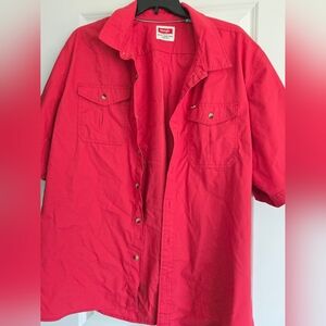 Wrangler Mens Size 3XL Red Button Up Short Sleeve  Shirt